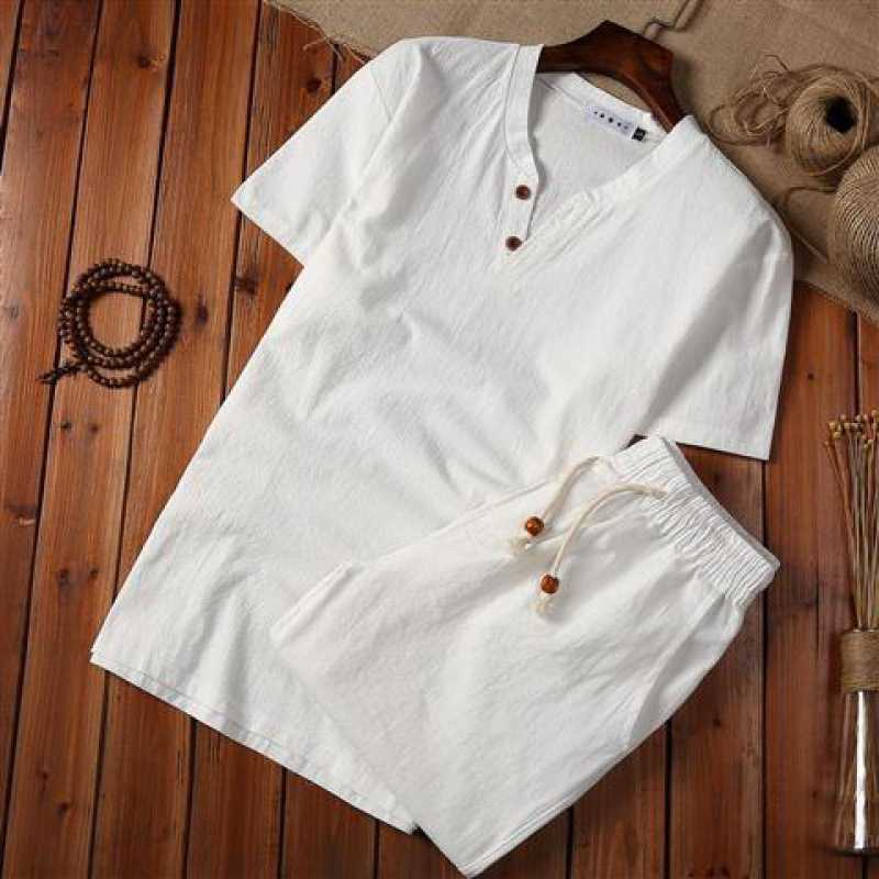 White 2 Buckle Linen Shorts suit