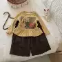 印花女童春秋荷叶边套装