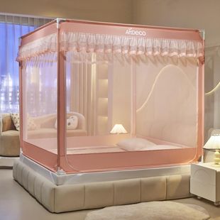 Anti-Fall Mosquito Net 2025 New Zipper Square Tent Home Bedroom Three-Door Heightened Large Space Full Bottom Kidsren's Bracket