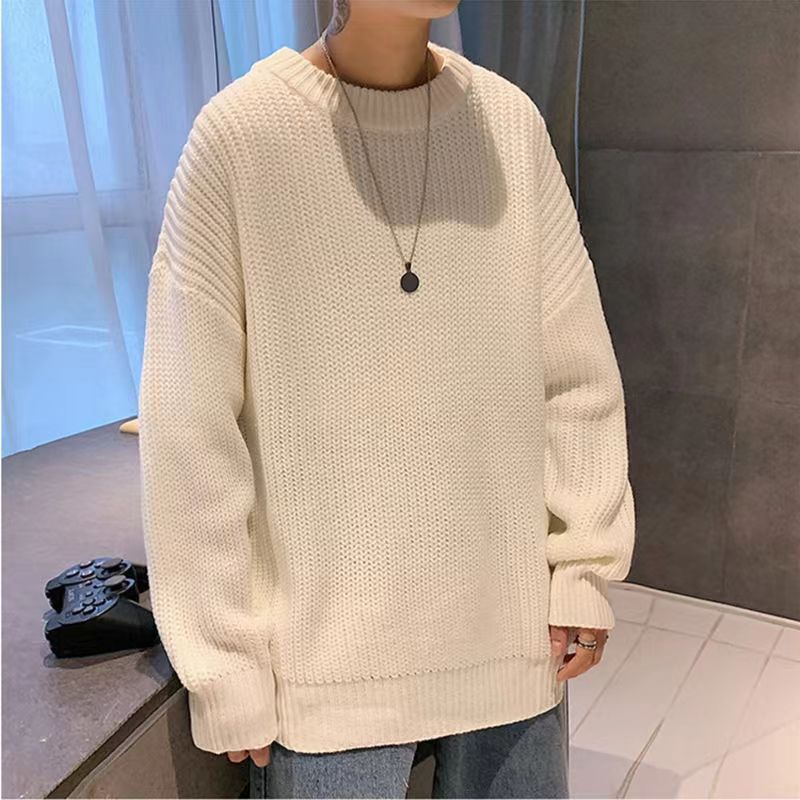 Ventas directas de fábrica suéter de los hombres estudiante Otoño e Invierno guapo suelto estilo coreano estilo Hong Kong todo fósforo suéter de moda lana gruesa