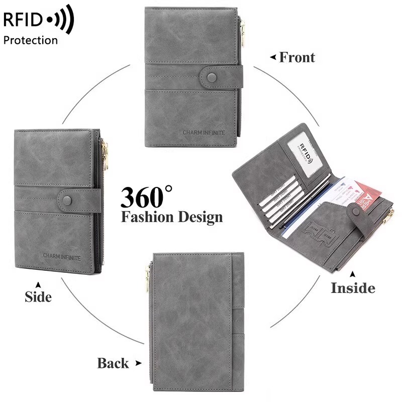 国境を越えた新しい盗難防止 RFID パスポート ホルダー ジッパー バックル パスポート ケース ドキュメント ホルダー 多機能旅行パスポート バッグ|undefined