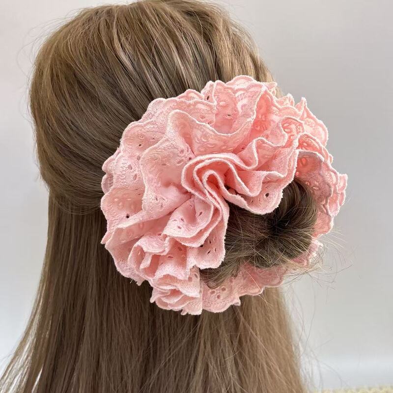 6層の重厚なレースの女性用ヘアゴム、高級感のある2025年新作ヘアロープ、ローボールヘアアクセサリー|undefined