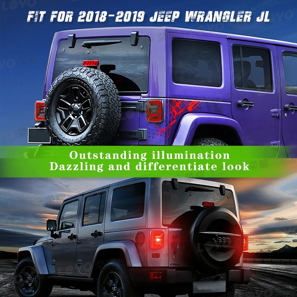 Suitable for Jeep Jl Tail Lights Wrangler Modified Led Tail Lights Led Car Tail Lights Suitable for Wrangler 2018+