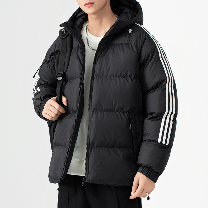 Invierno nuevo algodón de pluma para hombres con capuzas gruesas a prueba de frío, chaqueta de algodón para hombres, chaqueta de algodón cálida, abrigo de moda