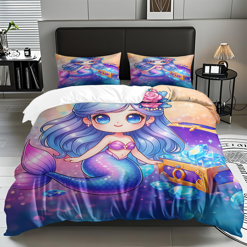 TEMU / JIT transfronterizo dibujos animados sirena digital impresión quilt kit fuente fábrica directa