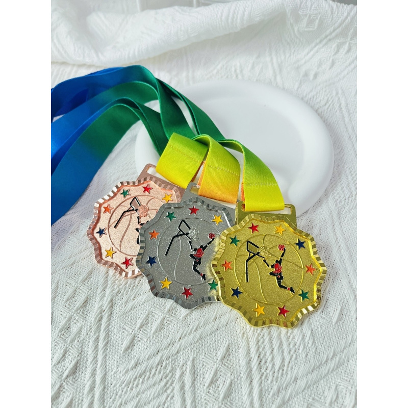 Medalla Juegos de Metal Escuela Estudiantes Jardín de infantes Fútbol Infantil Baloncesto Bádminton Volleyball Conmemoración de Honor