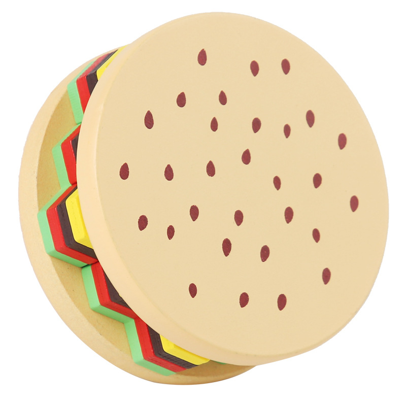 Interacción entre padres e hijos para niños Espacio de entrenamiento de pensamiento lógico Inteligencia Burger Puzzle Brain Bloques de construcción tridimensionales Puzzle Juguetes