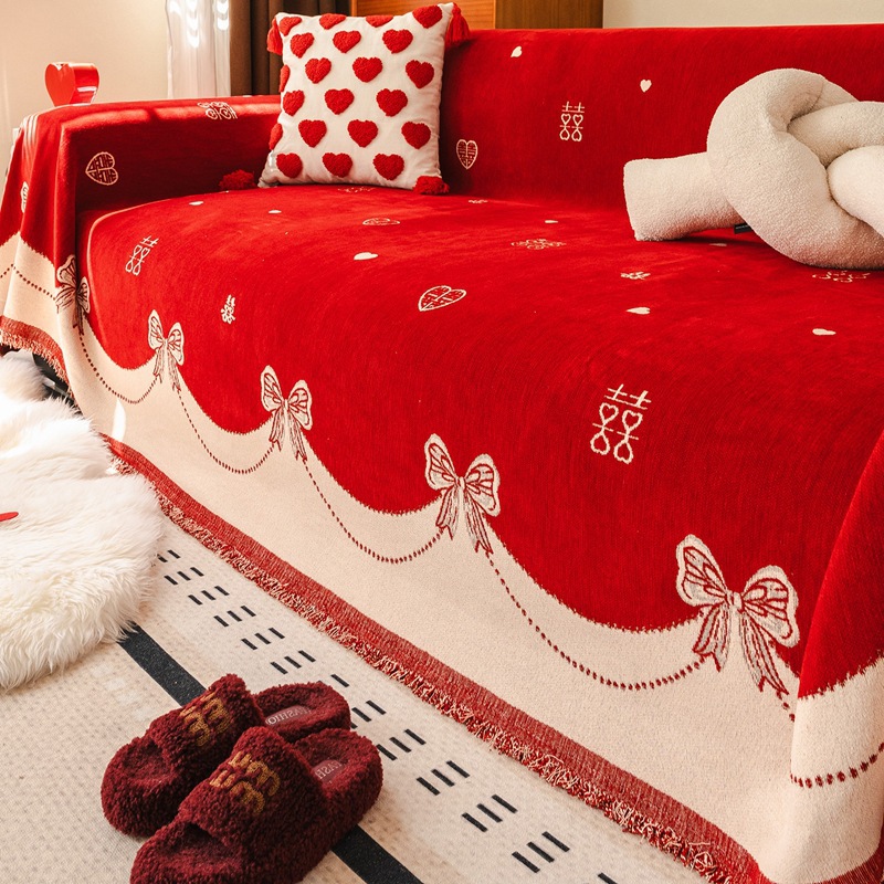 Red festive universal sofa all-season