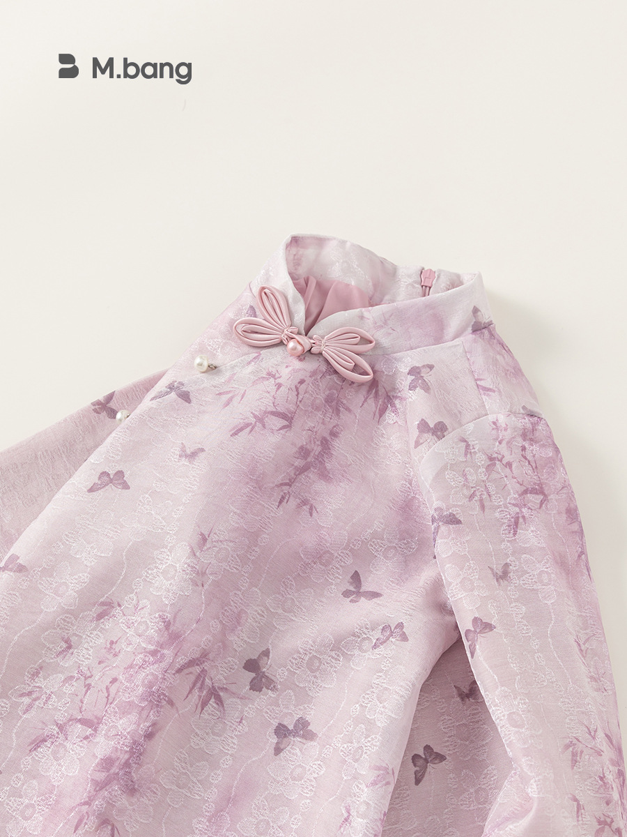 Yubao ropa infantil de niñas vestidos de estilo nacional primavera nueva falda infantil de niñas vestidos de cheongsam de encaje extranjero