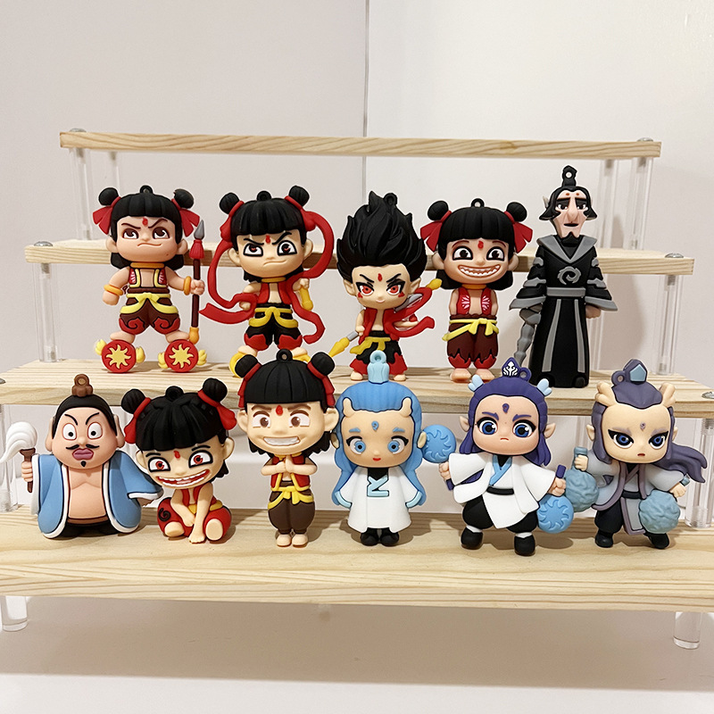 New Trendy Nezha Doll Pvc Large Ao Bing Pendant Student Bag Accessory Keychain Stall Wholesale