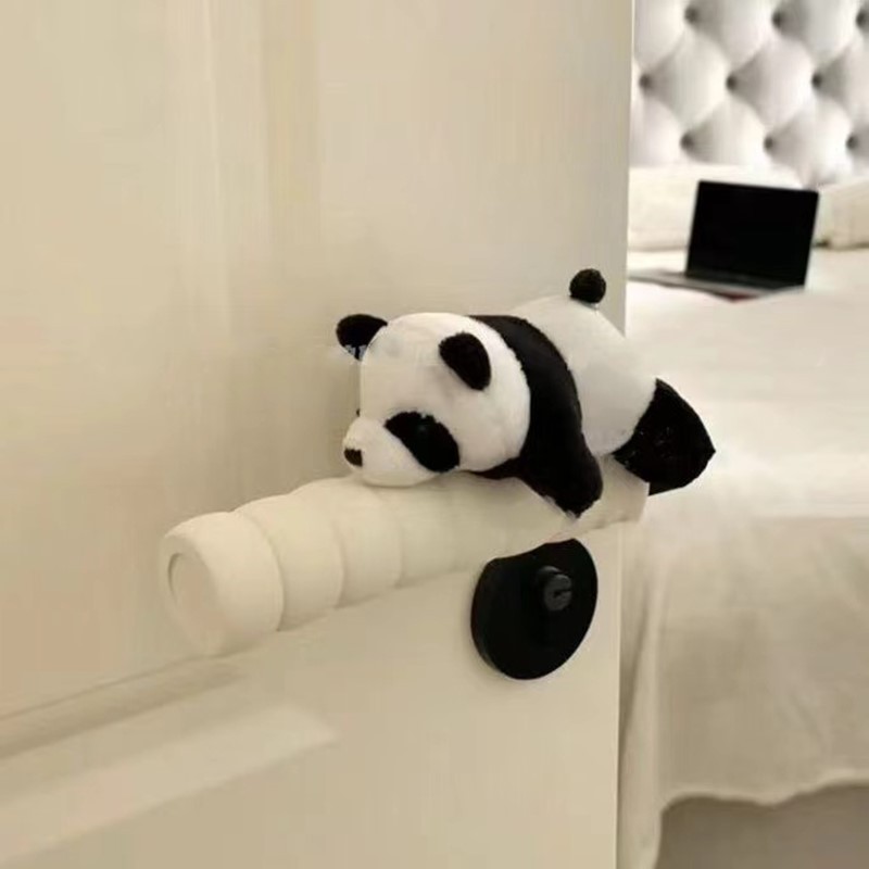 2024 new cute panda anti-static door handle gloves protective cover entry unit children's room door anti-collision decoration