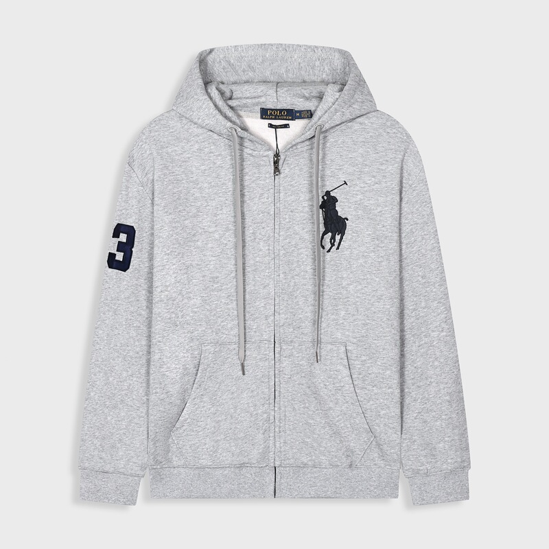 Cross-Border Malaysian Brand Men's Ralph Rl Hooded Casual Zip-Up Sweatshirt, Spring and Autumn Embroidered Loose Oversized Polo