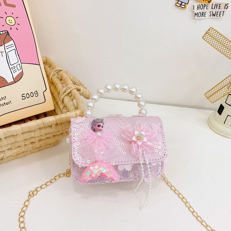 A principios de otoño bolsos para niños, niñas, princesas de moda, sirena de perlas, bolsos de hombro.