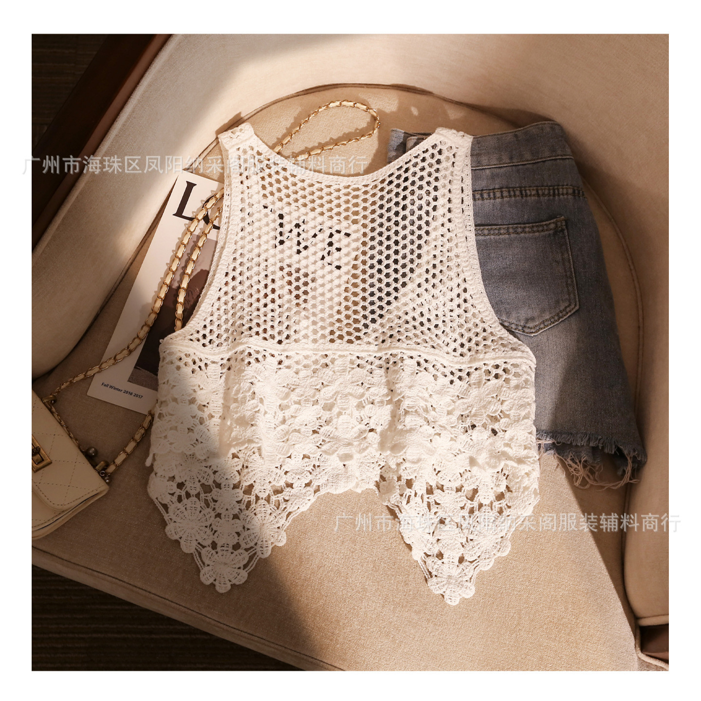 Tao Lina Ethnic Style Cut Out Crochet Vest Vest for Women's Summer Outer Wear Fashionable and Stylish Sleeveless Waistcoat Cardigan Top