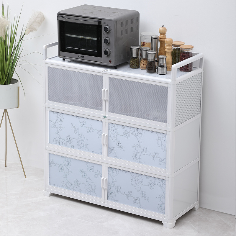 Estante de cocina con puerta de gabinete, armario de comedor, armario de almacenamiento, armario de malla, armario de cocina ventilado, estilo moderno y simple