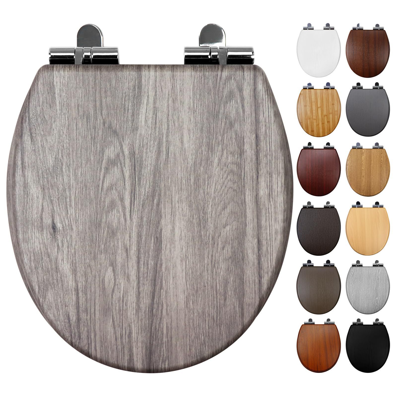 Fábrica directa de 17 pulgadas tablero de densidad madera MDF cubierta de inodoro cinta de pvc pegado corteza de madera gris caer lentamente