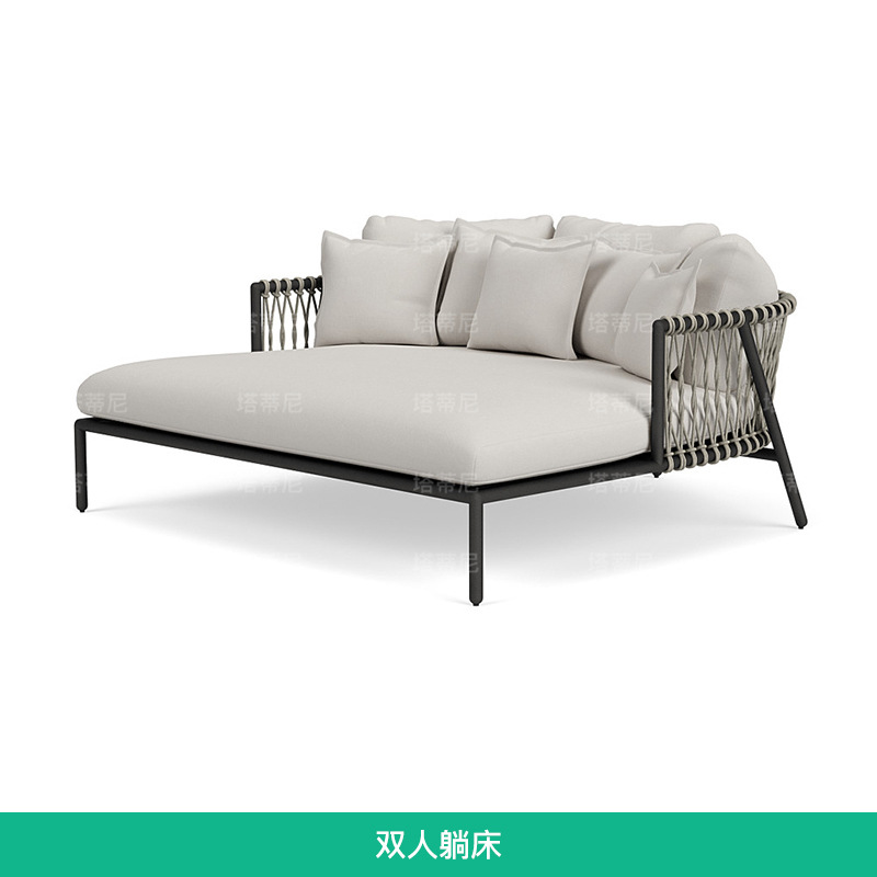 Ocio al aire libre sofá patio aleación de aluminio ratán sofá al aire libre balcón cuerda Mesa té combinación sol muebles de habitación image 10