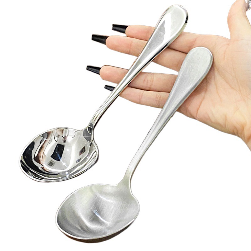 Cross-Border 304 Stainless Steel Spoon Hotel Buffet Thickeneded Egg-Shaped Shell Porridge Spoon Household Thickeneded and Deepened Public Spoon