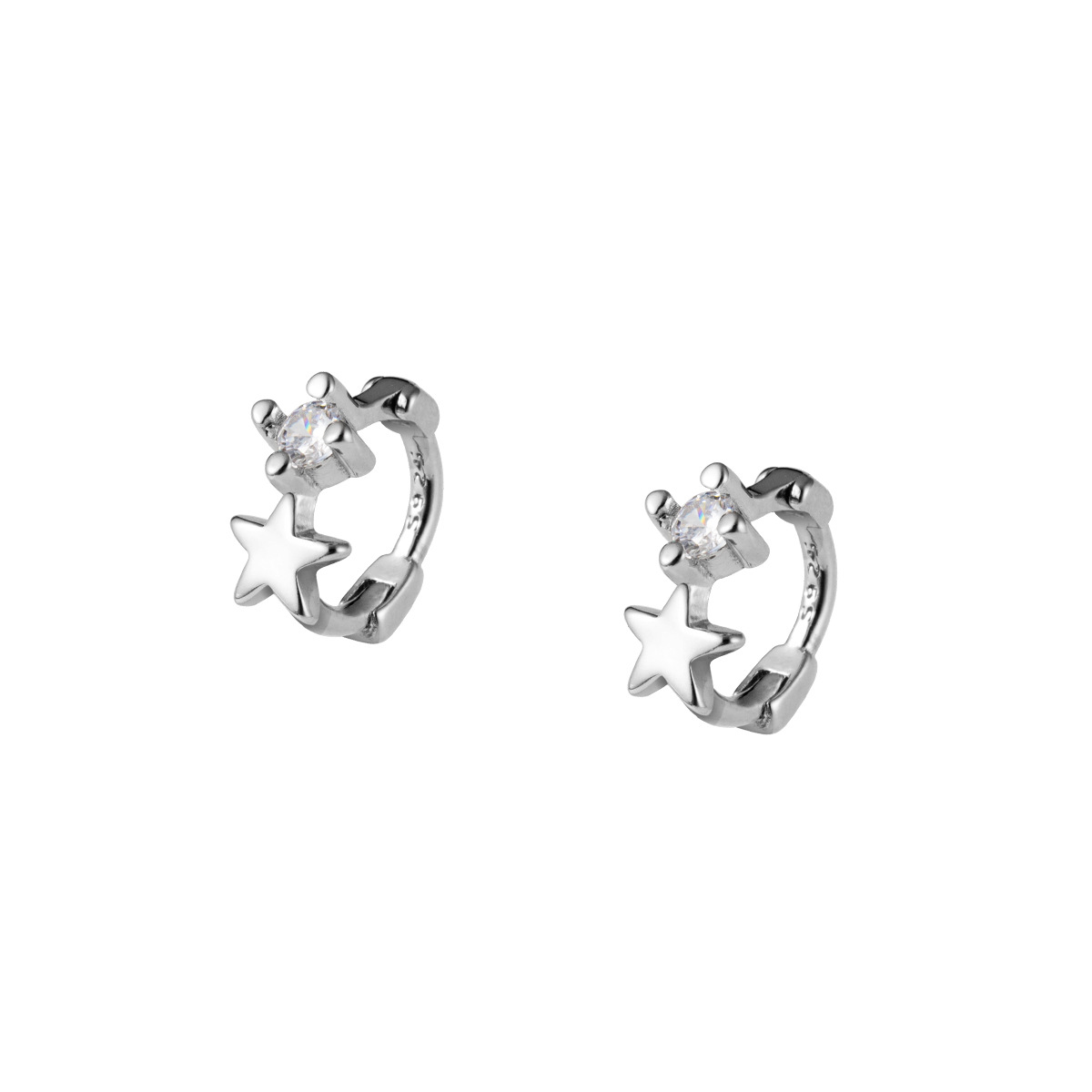 Eloch s925 plata mujer coreana personalidad simple y compacta un solo diamante brillante estrella joyas de orejas G9045