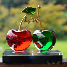 水晶樱桃香水底座家居装饰摆件办公室客厅酒柜桌面圣诞节礼品简约
