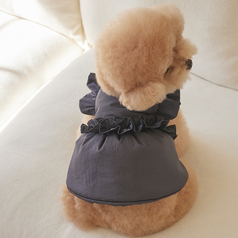 猫咪小型狗狗衣服宠物秋冬公主蝴蝶结裙子棉衣装牵引保暖+围脖|undefined