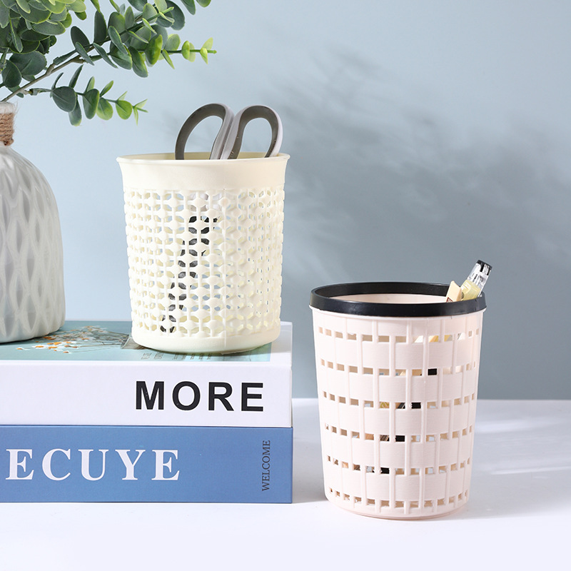 Creativo cuadrado hueco titular de la pluma multifuncional almacenamiento pequeño bote de basura escritorio de oficina caja de almacenamiento de papelería