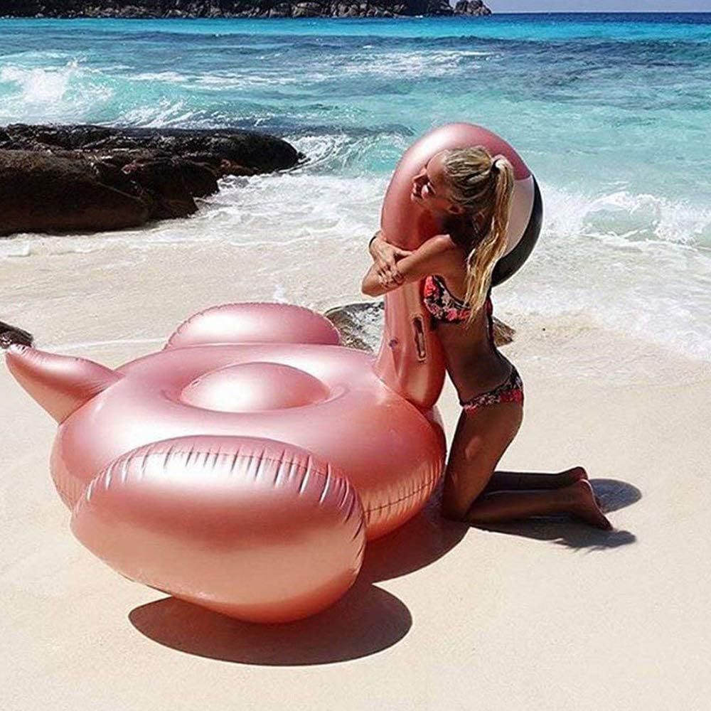 Flotador inflable de PVC, flamenco rosa dorado, para piscina, juegos acuáticos, transfronterizo