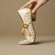Giant Soft Bohemian Style Woven Fishing Net Shoes 2025 Summer New Round-toe Shallow Mouth Hollow Breathable Thick Heeled Women's Shoes