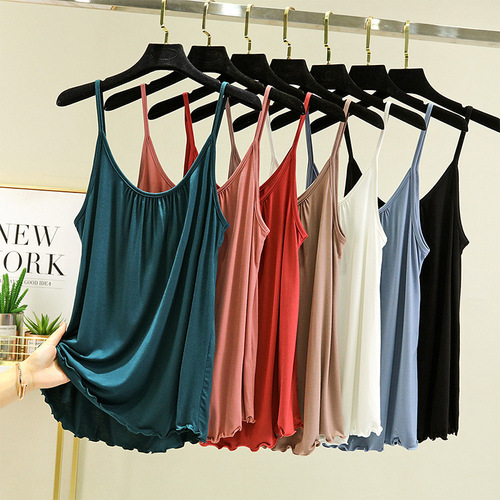Modest Strapless Tank Top for Women, Summer Outerwear, Large Size Loose Crepe, Sleeveless, Innerwear for Plus Size, Slimming Solid Color Top, Thin