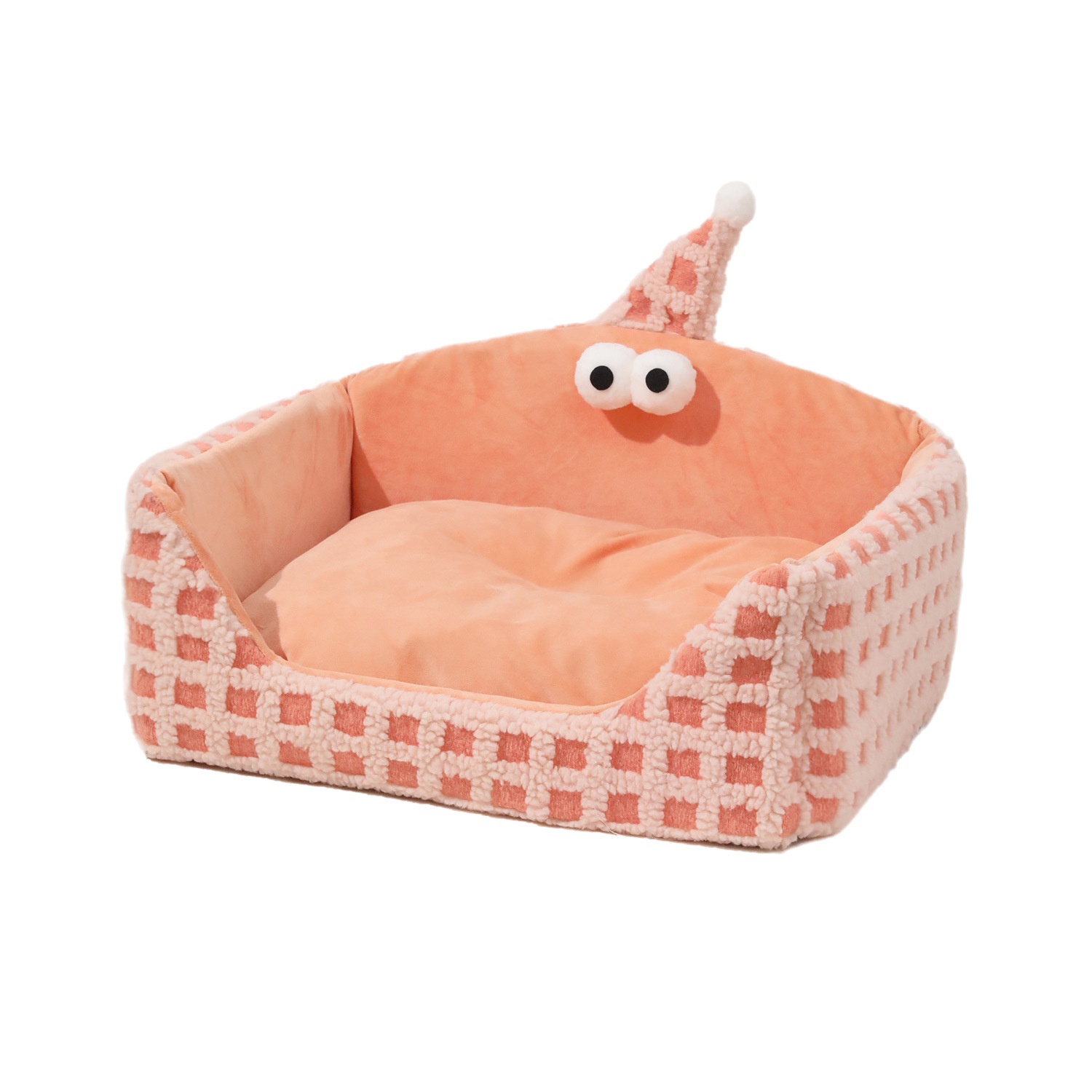 Pipitao nido para mascotas extraíble y lavable otoño e invierno nuevo estilo rejilla tejida sombrero triangular nido de esponja fábrica al por mayor nido para gatos