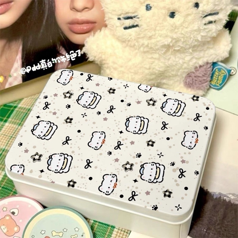 蝶結びの小さな猫、クリーム風、星を追う女の子の必需品、鉄箱、小さなカード収納、ガールハートカード収納|undefined