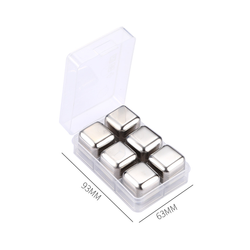 304 cubo de hielo de acero inoxidable whisky partículas de hielo de metal cubo de hielo congelado rápido vino creativo conjunto de piedra de vino de hielo se puede personalizar LOGO