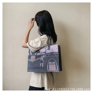 2024 New Women's Bag Felt Bag Gift Handbag Casual Joker Bag Printed Shopping Bag Advertising Storage Bag
