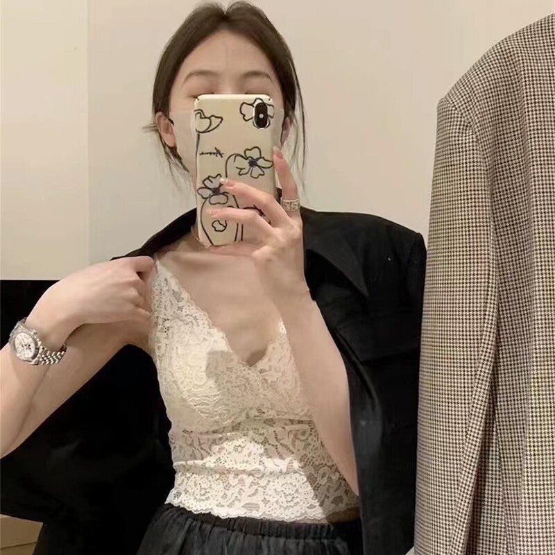 Vacation Lace Lace Beautiful Back Sling Outer Wear Inner Vest with Padded Bra All-In-One Intimates Women's Base Vacation Lace Lace Beautiful Back Sling Outer Wear Inner Vest with Padded Bra All-In-One Intimates Women's Base