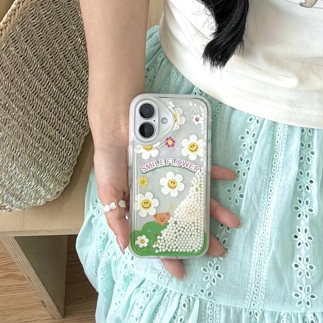 Cuentas divertidas flores de arenas movedizas para Apple Apple 15ProMax funda para teléfono móvil 16Pro Summer 14/13 Nuevo 16