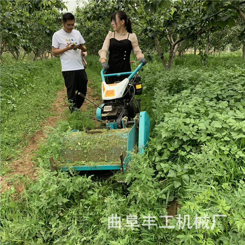 开荒杂草粉碎还田机手推式果园打草机家用小型自走式割草打草机