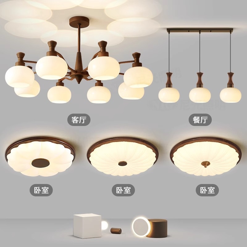 French Persimmon Antique Living Room Chandelier Vintage American Style Hall Main Lamp Vintage Nostalgic Homestay Bedroom Dining Room Lamp