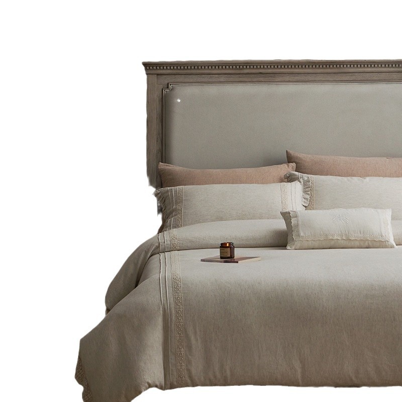 Conjunto de cama e capa de edredom em algodão e linho tencel com renda, estilo boho vintage francês nórdico, tamanho P._voghion.com