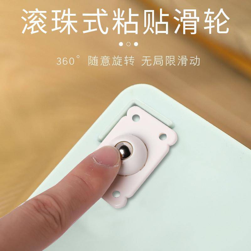 Plástico universal rueda de almacenamiento rack pequeña rueda deslizante caja de almacenamiento rodillo adhesivo pequeña polea fábrica al por mayor