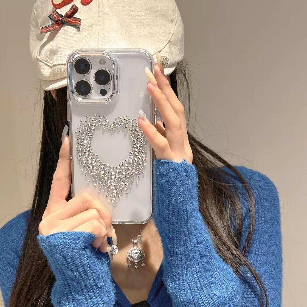 iPhone Applicable Brands Tpu Rhinestone Heart Shape Elegant Cute Phone Cases Phone Accessories
