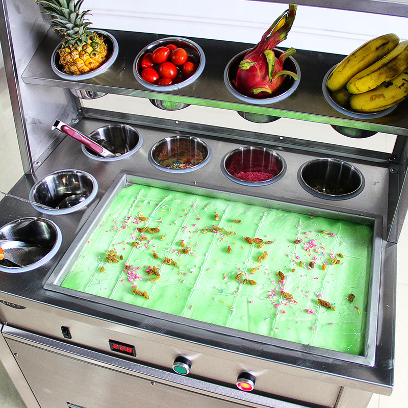 Stir-fried yogurt machine commercial thick-cut stir-fried yogurt machine stir-fried ice cream roll stir-fried milk fruit air-cooled circulating ice-frying machine stall