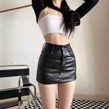 黑色pu皮裙女秋季新款显瘦时尚轻奢a字裙口袋设计感性感辣m半身裙
