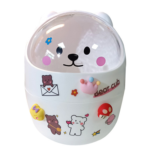 Desktop trash can cute cartoon bear mini storage bucket student dormitory household debris storage box waste paper bucket