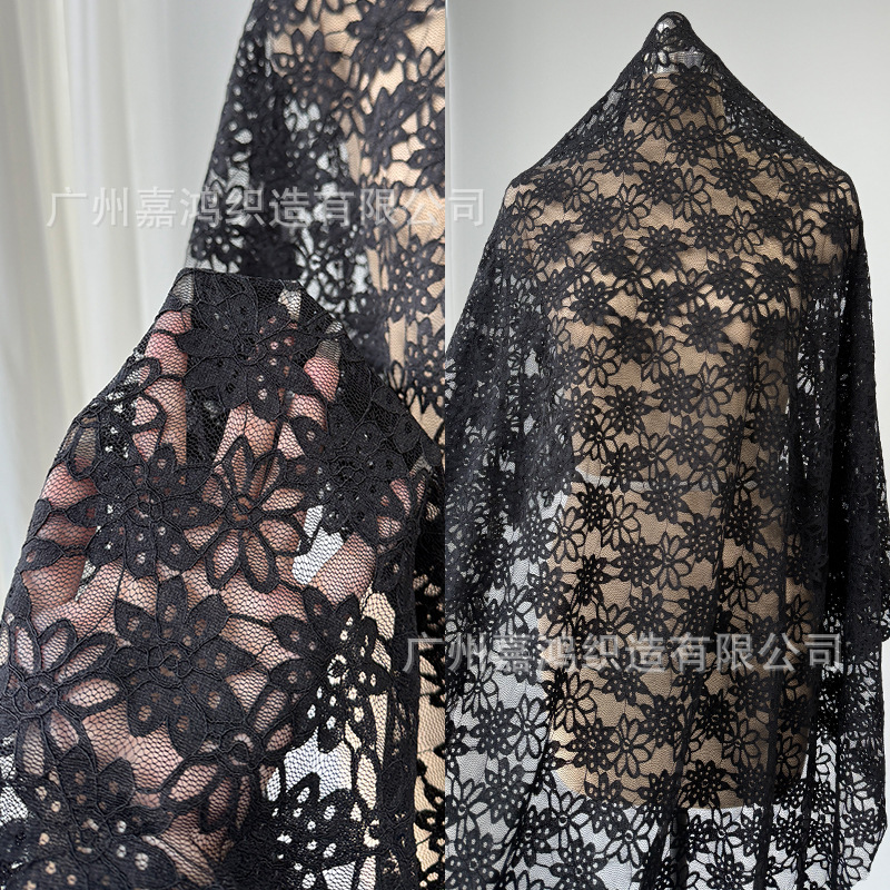 Tejido de encaje de diamante estilo francés temperamento de moda ropa de mujer falda flor de encaje fábrica de stock