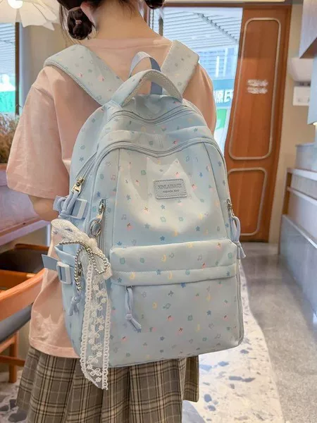 Frosted Soft Light Cartoon Cute Backpack Japanese Style for Girls Gentle and Healing Casual Versatile Lightweight Travel School Bag