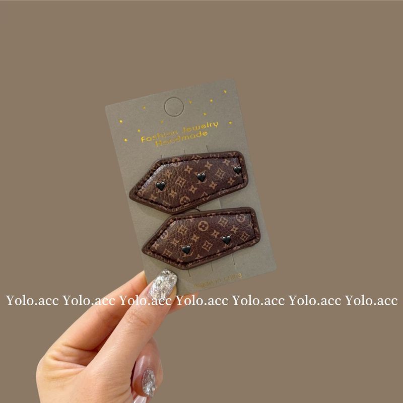 正确字母驴家L款复古经典老花边夹对夹发卡网红潮流大牌发夹发饰|undefined