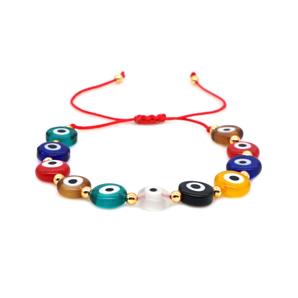Nihaojewelry Ethnic Style Colored Glaze Evil Eye Gold Bead Bracelet Wholesale Jewelry display picture 11