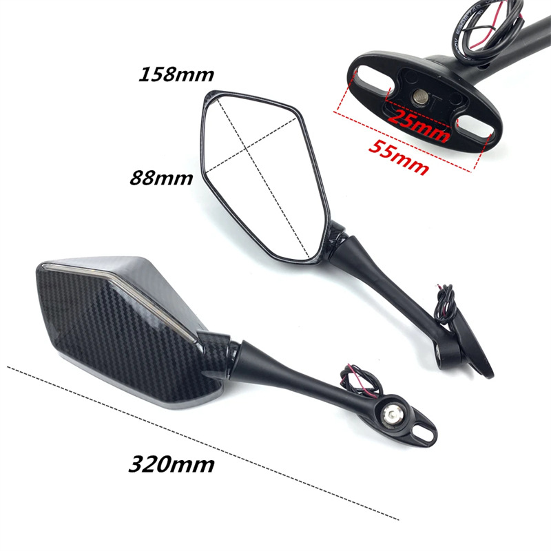 Kuitian CBR600RR CBR1000RR 04-07 Motorcycle Dual Lamp LED Turn Signal Rearview Mirror