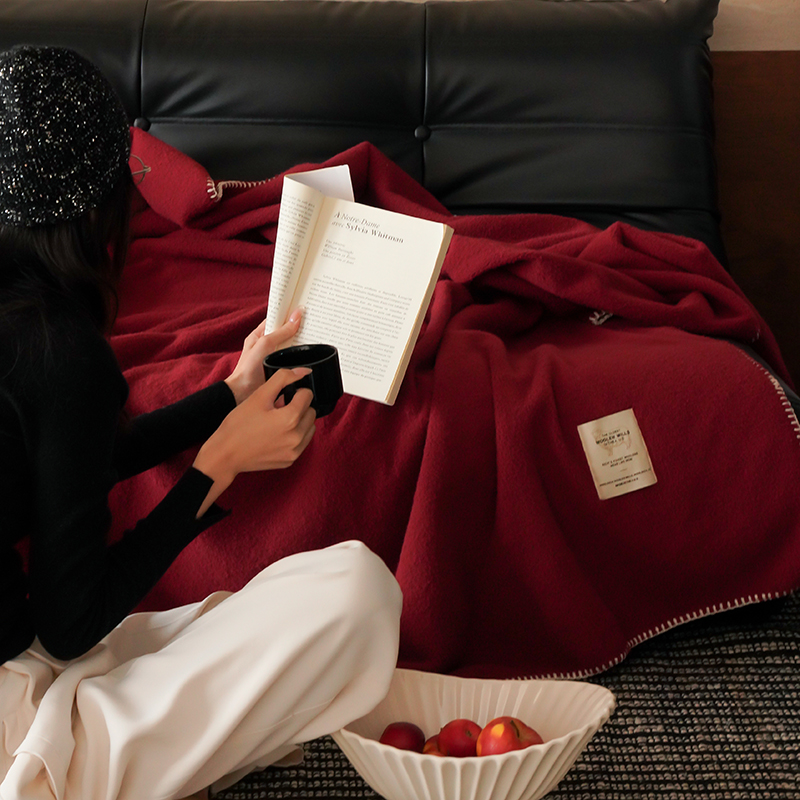 빅 레드 축제 버건디 하이 엔드 센스 바이오닉 울 플러시 담요 침실 소파 NAP 커버 담요 캐주얼 솔리드