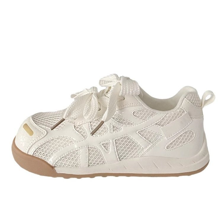 Zapatos blancos de malla gruesa para mujeres de verano transpirables 2026 nuevos zapatos de malla de nicho zapatos de skate casuales